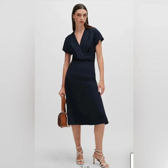 Boss Debasa Twist Front women’s Dress Color: Sky Captain size 2 MSRP $595.00 - Picture 1 of 11